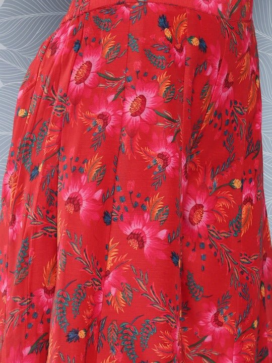 Kurti With Floral Palazzos - Inddus.com