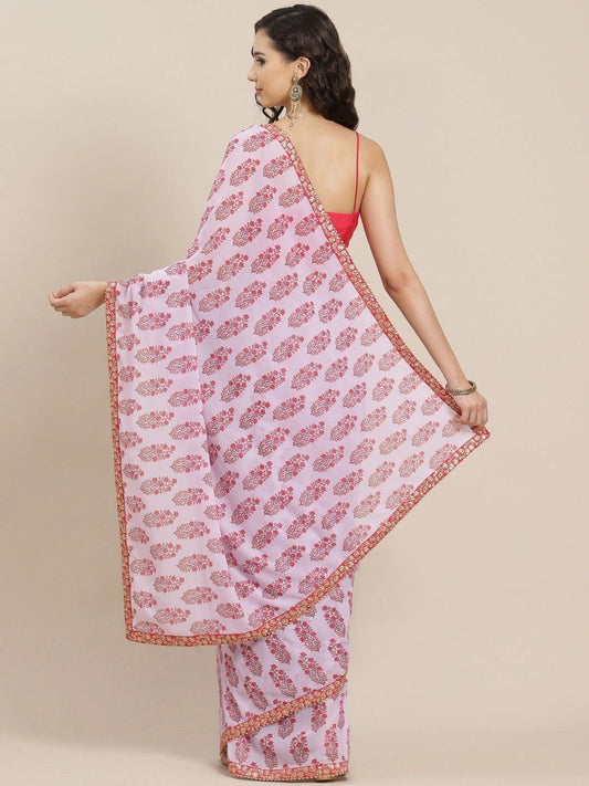 Lavender Digital Print Saree - inddus-us