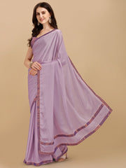 Lavender Woven Design Silk Blend Saree - Inddus.com