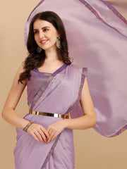 Lavender Woven Design Silk Blend Saree - Inddus.com