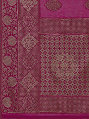 Magenta & Gold-Toned Ethnic Motifs Saree - Inddus.com