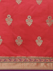 Magenta Pink Ethnic Motifs Zari Woven Banarasi Saree - Inddus.com