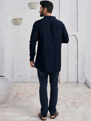 Mandarin Collar Cotton Straight Kurta - Inddus.com