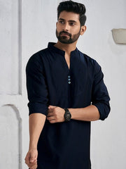 Mandarin Collar Cotton Straight Kurta - Inddus.com