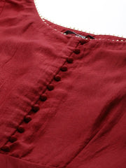 Maroon Anarkali Kurta with Dupatta - Inddus.com