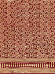 Maroon & Gold-Toned Woven Design Zari Silk Blend Saree - Inddus.com