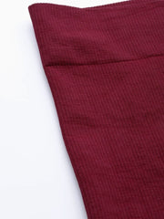 Maroon Knitted Saree Shapewear - inddus-us