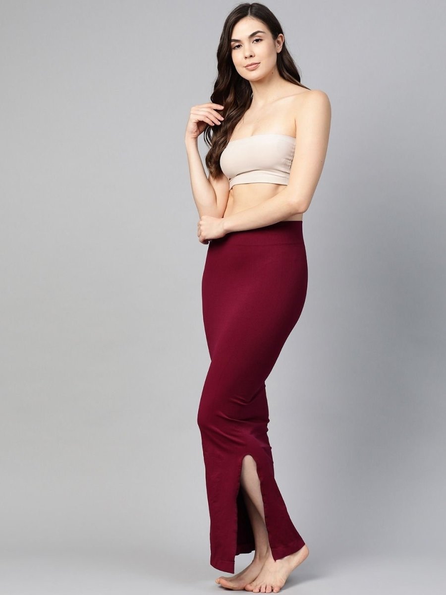 Maroon Knitted Saree Shapewear - inddus-us