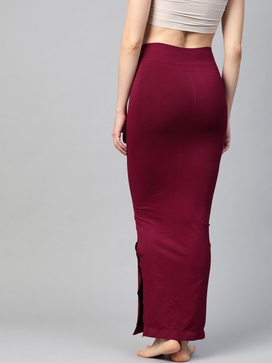 Maroon Knitted Saree Shapewear - inddus-us