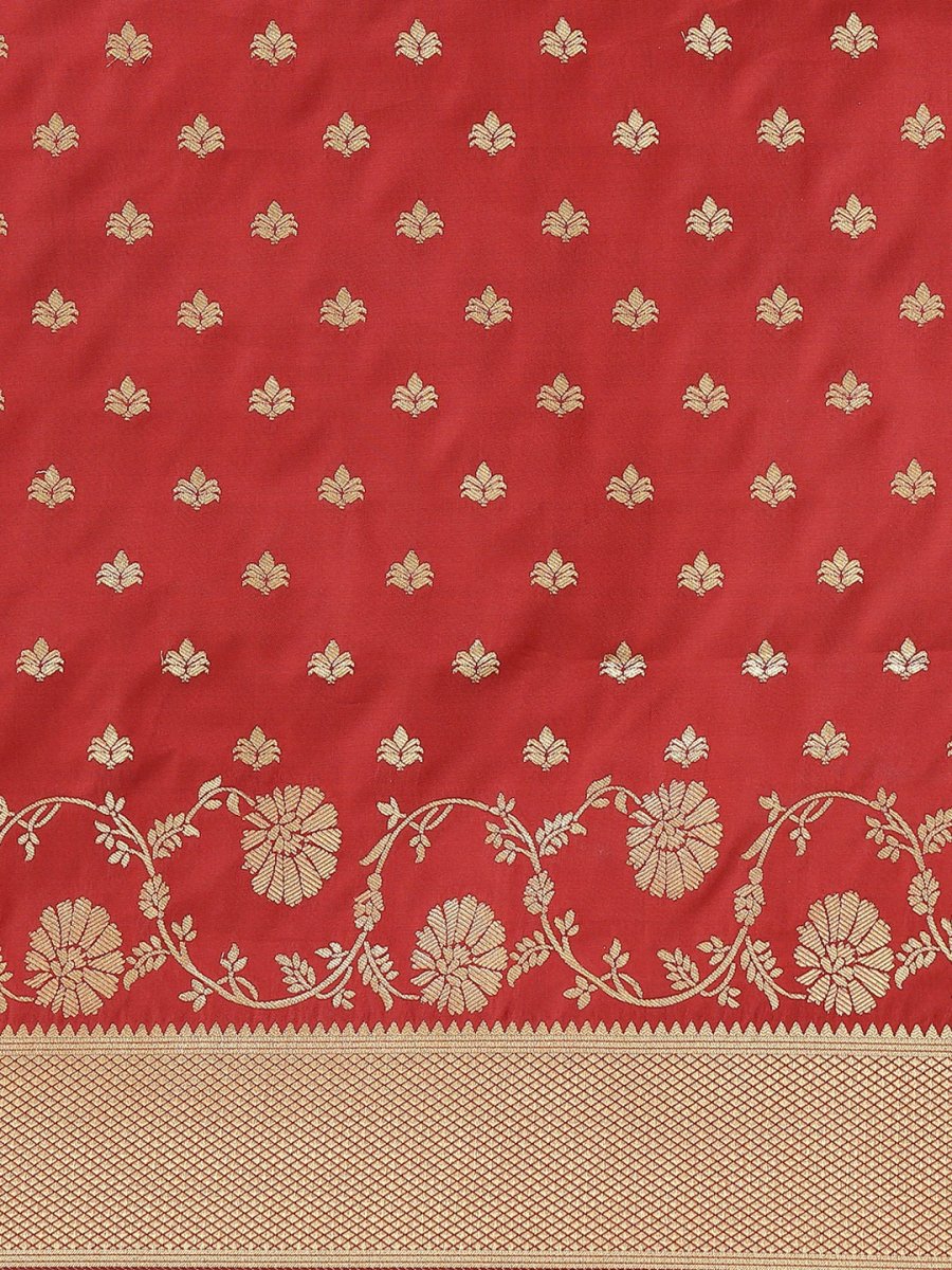 Maroon Woven Design Traditional Saree - Inddus.com