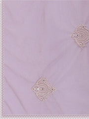 Mauve Ethnic Motifs Embroidered Net Saree - Inddus.com