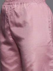 Mauve Net Embroidered Kurta with pant and Ruffled Dupatta - Inddus.com