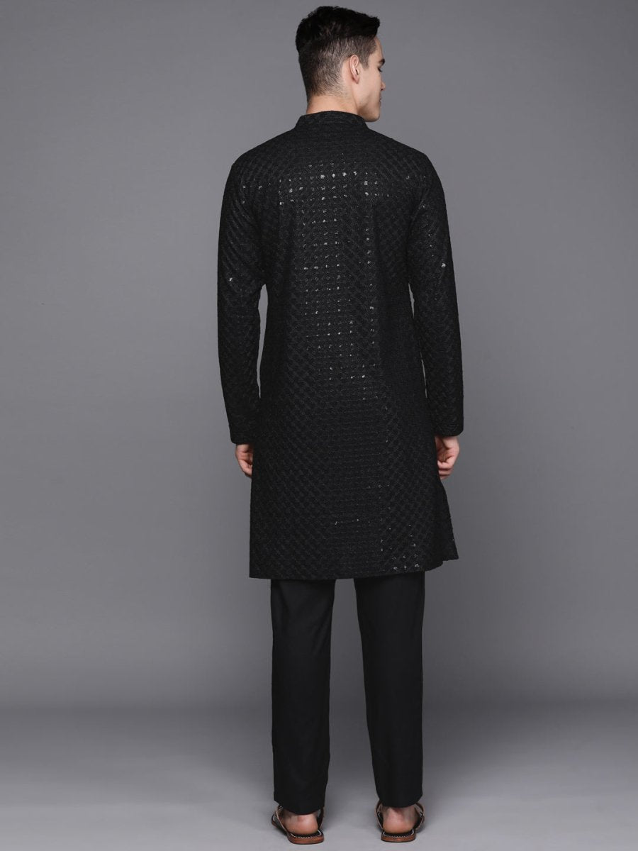 Men Embroidered Chikankari Rayon Kurta with Trouser - Inddus.com