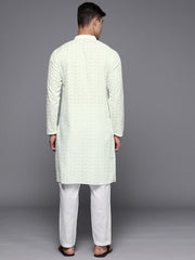 Men Ethnic Motifs Embroidered Regular Chikankari Kurta With Trousers - Inddus.com