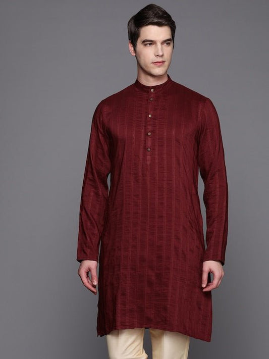 Men Jacquard Striped Kurta - Inddus.com