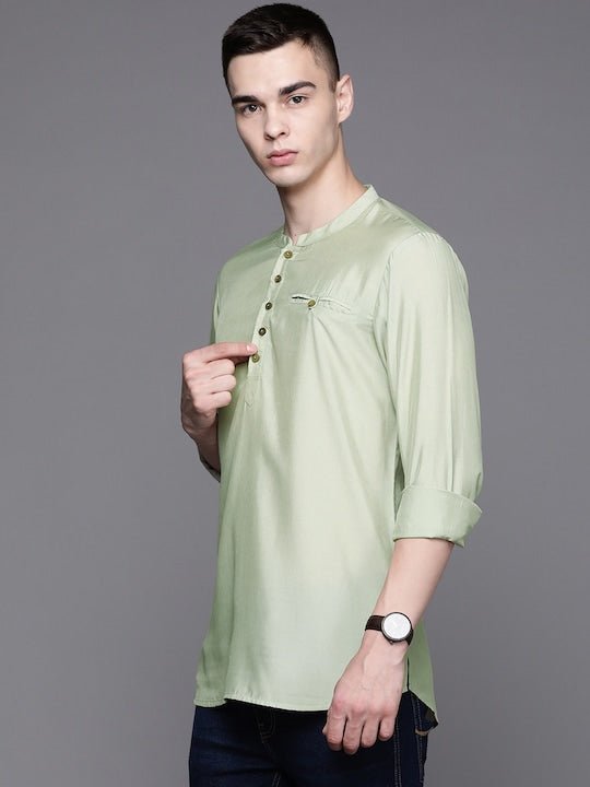 Men Solid Pastels Kurta - Inddus.com