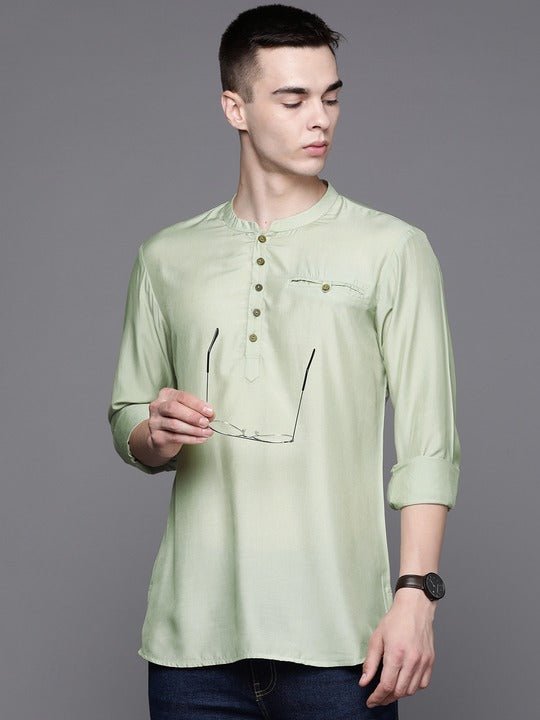 Men Solid Pastels Kurta - Inddus.com