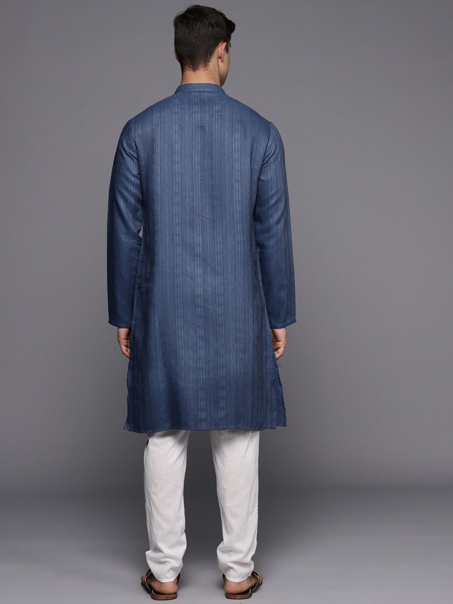 Men Woven Design Straight Kurta - Inddus.com