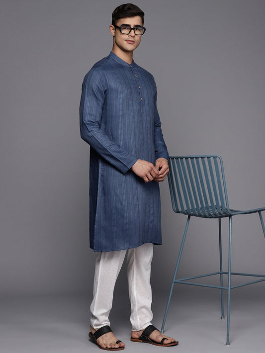 Men Woven Design Straight Kurta - Inddus.com