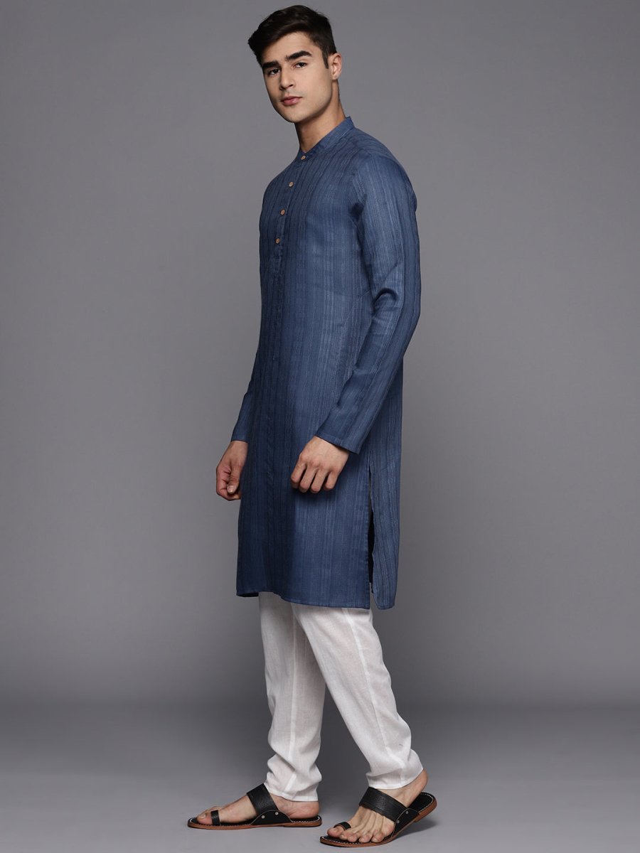 Men Woven Design Straight Kurta - Inddus.com