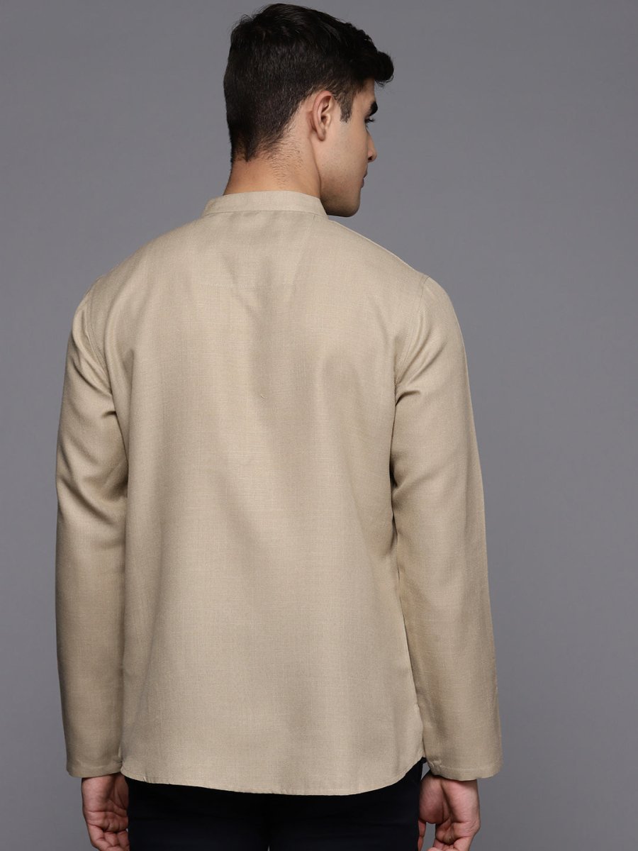 Mens Solid Short Kurta with Pocket - Inddus.com