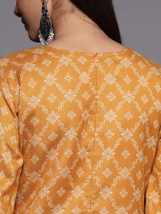 Mustard & Beige Printed Woven Pashmina Winter Wear Unstitched Dress Material - Inddus.com