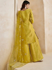 Mustard Gotta Patti Straight Kurta & Sharara With Dupatta - Inddus.com