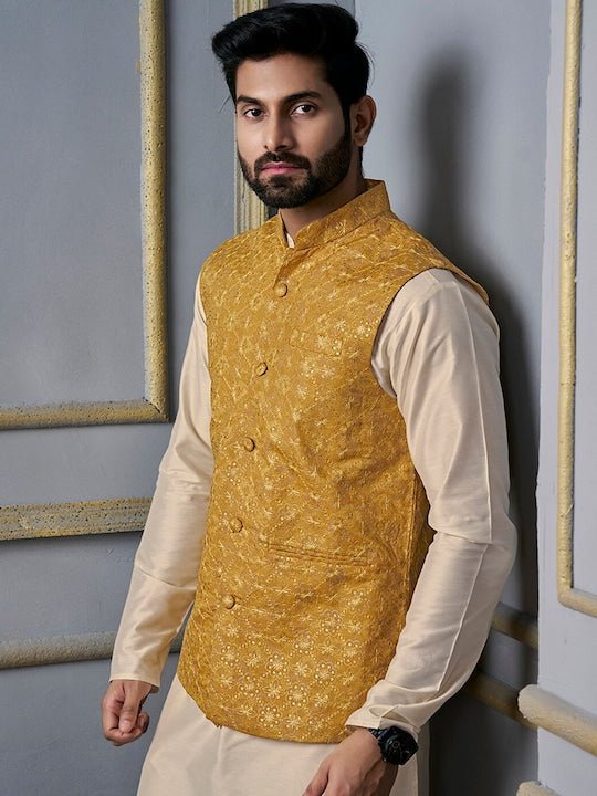 Mustard nehru jacket hotsell