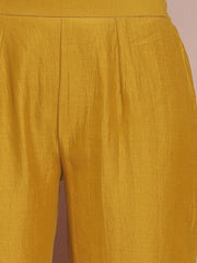 Mustard Yellow Sequinned Kurta With Trousers & Dupatta - Inddus.com