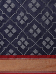 Navy Blue Zari Woven Banarasi Saree - Inddus.com