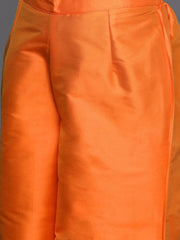 Orange & Gold-Toned Unstitched Dress Material - Inddus.com