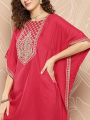 Paisley Yoke Design Kaftan Kurta With Trousers - Inddus.com