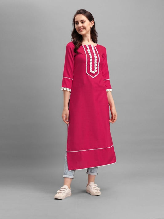 Pink Laced Kurta - Inddus.com