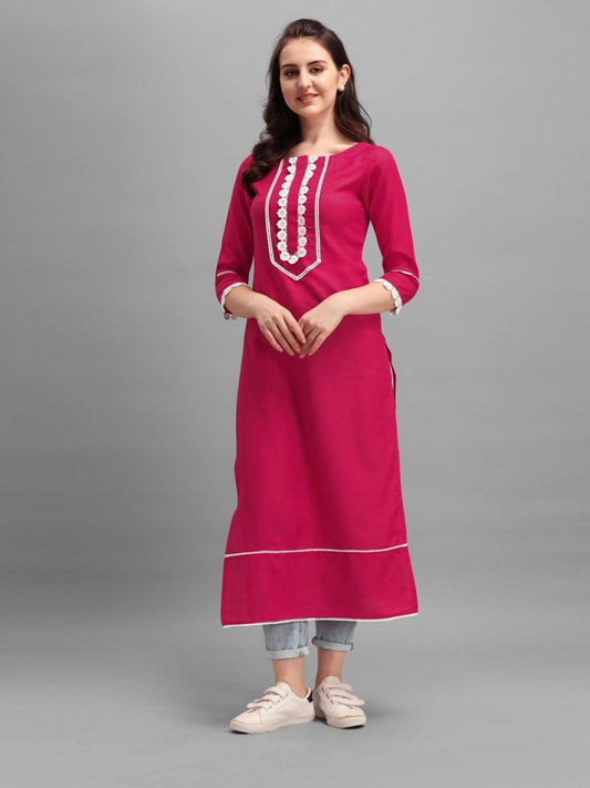 Pink Laced Kurta - Inddus.com