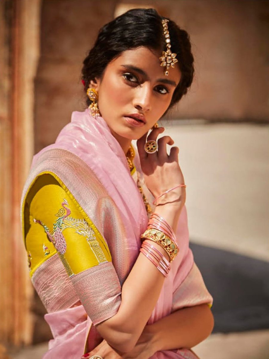 Pink Silk Wedding Saree - Inddus.com