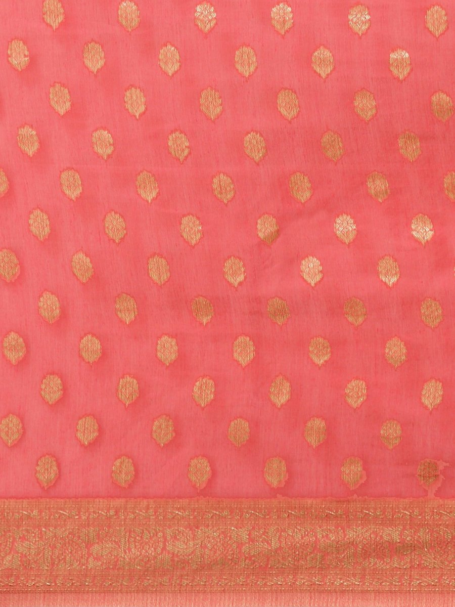 Pink Zari Woven Banarasi Saree - Inddus.com