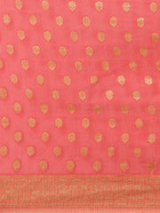 Pink Zari Woven Banarasi Saree - Inddus.com