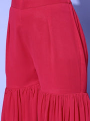 Pleated Mukaish Kurta with Sharara - Inddus.com