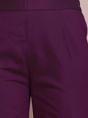 Purple Ethnic Motifs Embroidered Kurta & Trousers With Dupatta - Inddus.com