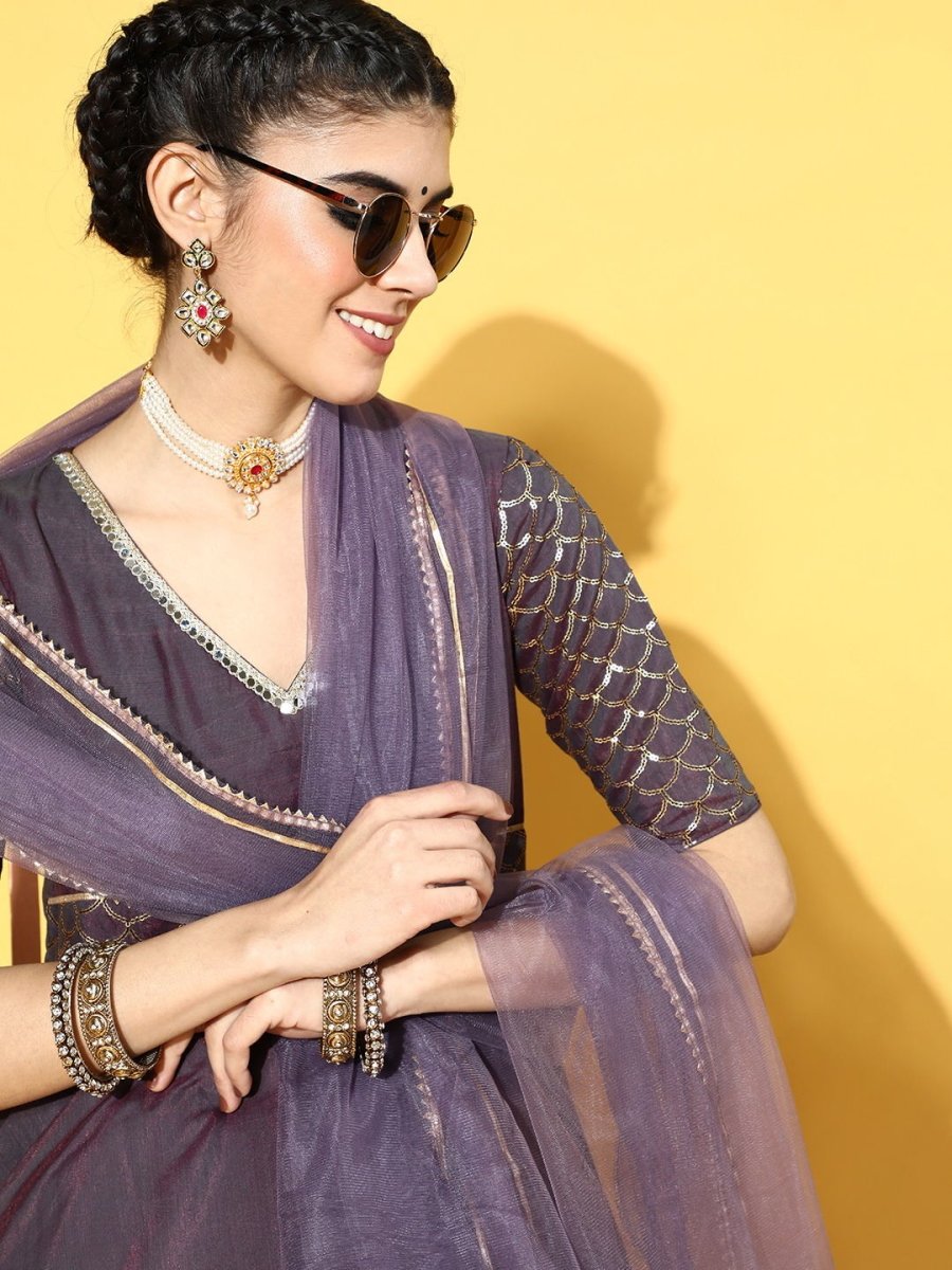 Purple Party wear Kurta With Dupatta - Inddus.com