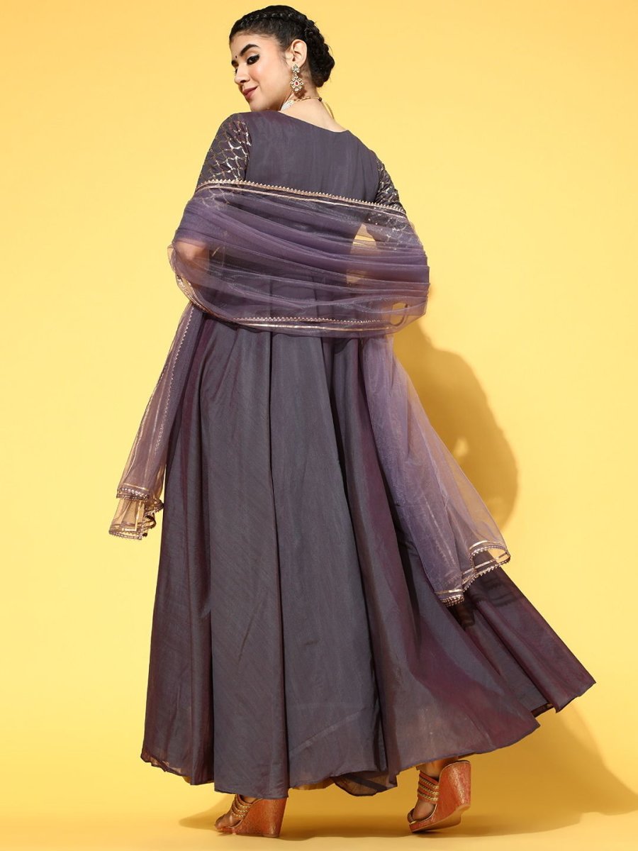 Purple Party wear Kurta With Dupatta - Inddus.com