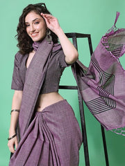 Purple Striped Saree - Inddus.com