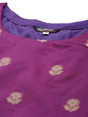 Purple Woven Design Unstitched Dress Material - Inddus.com