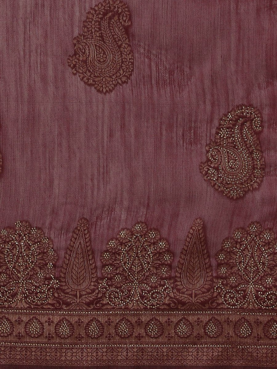 Purple Zari Woven Embellished Banarasi Saree - Inddus.com