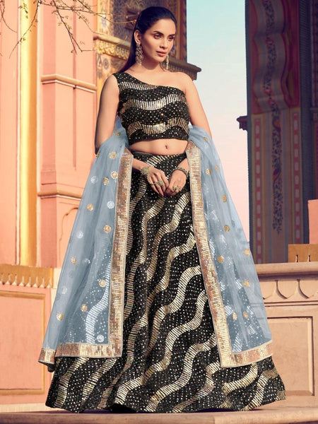 Black Color Sequence Designer Lehenga Choli – Sulbha Fashions