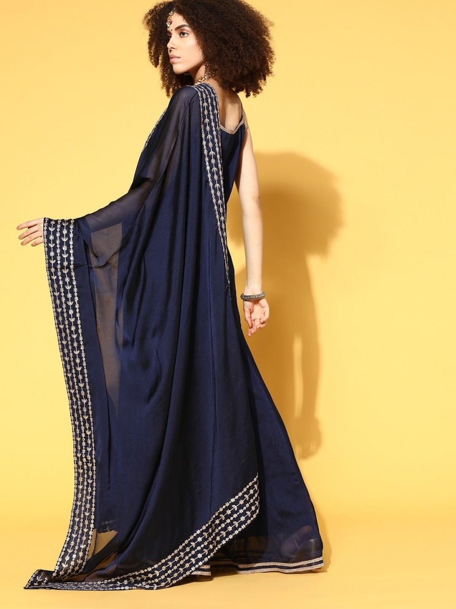 ravishing blue silk blend solid kurta set