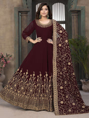 Red Georgette Partywear Anarkali Suit - Inddus.com