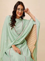 Regular Chanderi Cotton Kurta with Trousers & Dupatta - Inddus.com