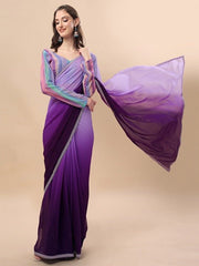 Sangria Women Purple Ombre Saree with Blouse Piece - Inddus.com