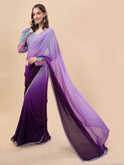 Sangria Women Purple Ombre Saree with Blouse Piece - Inddus.com